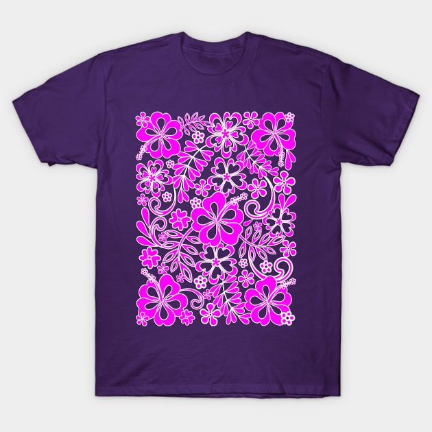 Hibiscus Pink and Purple Pattern T-Shirt by BluedarkArt